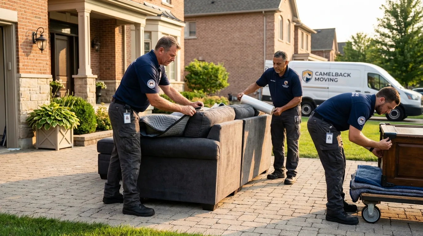 Large estate moving crew wrapping furniture in Edinburg, TX